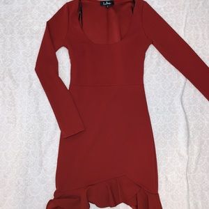 Long sleeve red mini dress